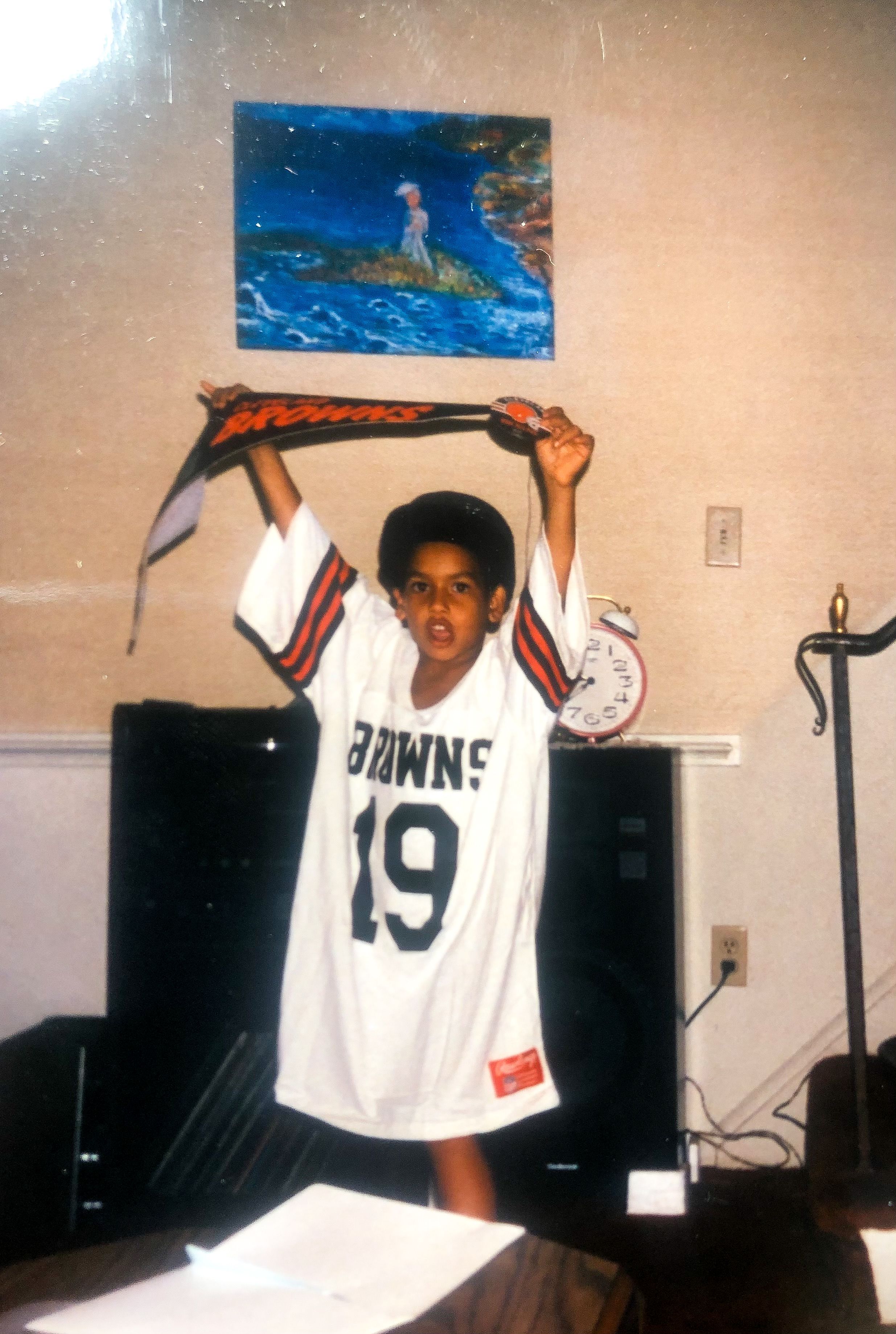 Omid Tavakoli as a young Cleveland Browns fan
