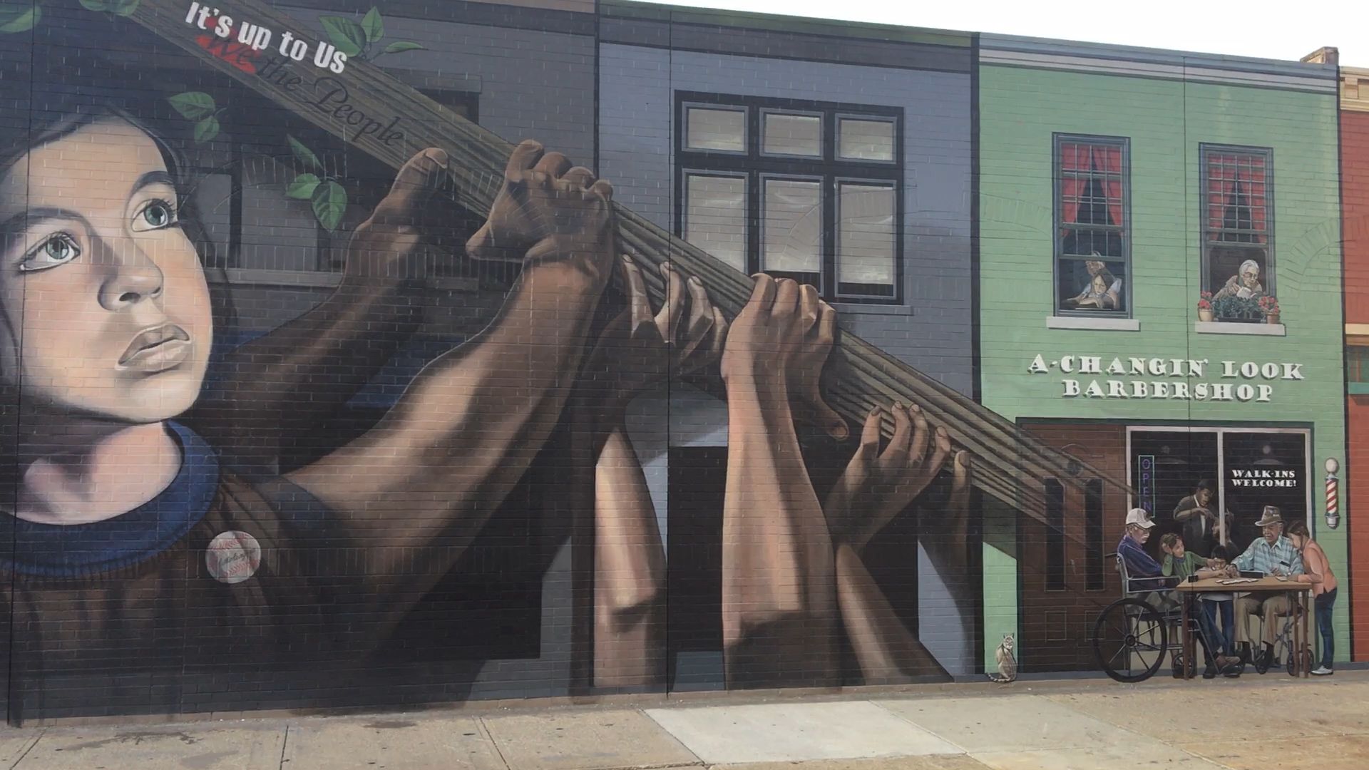 The repainted mural now looks claen and sharp. Rivera-Resto says the mural restoration allowed him to do some detailing he didn't have time to do the first time around.