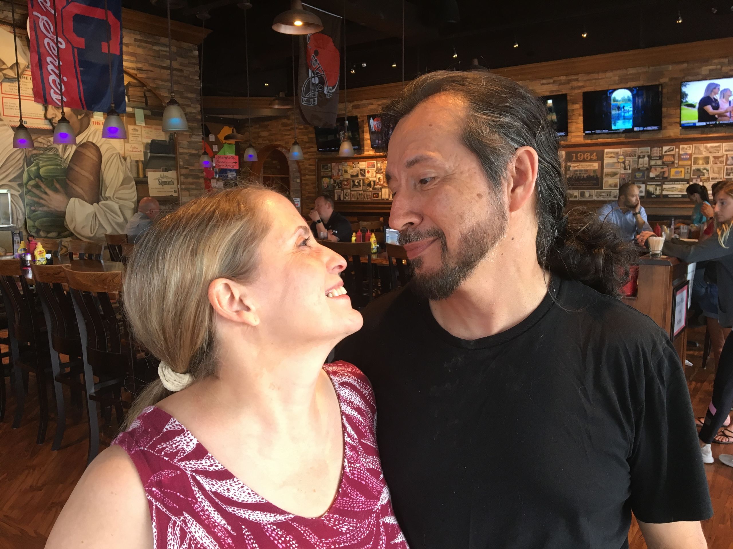Rivera-Resto poses with his wife Nancy. They exchange knowing looks about who is the boss of the household on Saturdays.