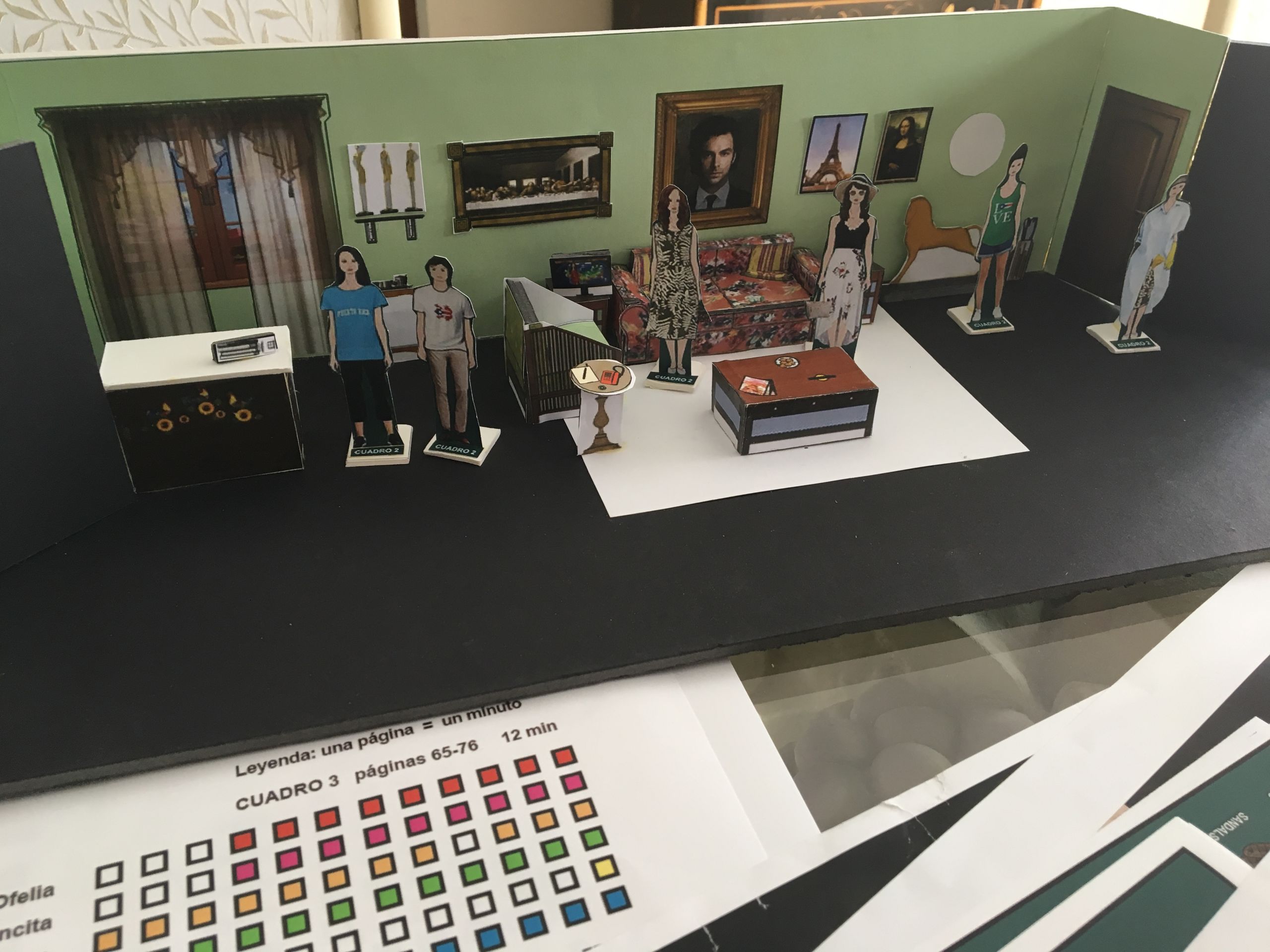 Rivera-Resto's created a miniature version of the set for a new theater production to test out the movement of actors and how props will look on stage.