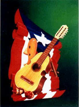 In 1976, Rivera-Resto painted a tableau of musical instruments against the Puerto Rican flag, called "Puerto Rico - hoy ayer y para siempre (today, yesterday and forever)."