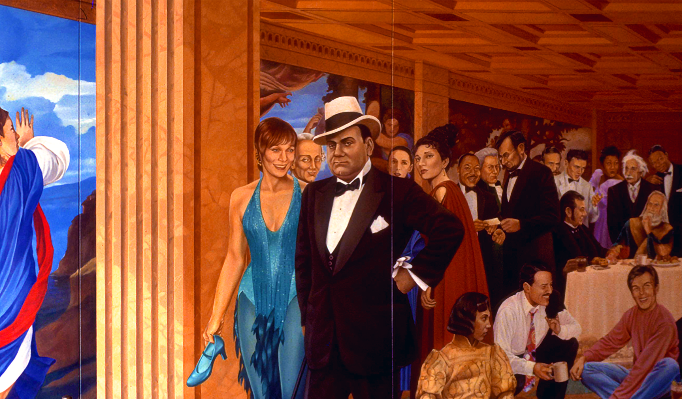 A collection of celebrities were painted by Rivera-Resto and his crew on canvas panels in preparation for a star-studded mural at Thinkers Coffeehouse in Playhouse Square, circa 1990s